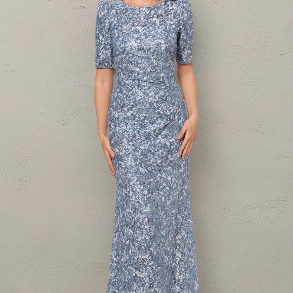 Excaoe Blue Floral Women's Dress